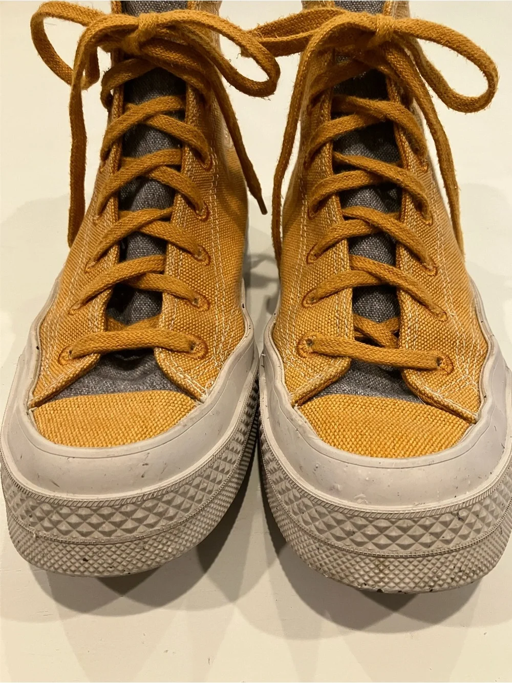 Unisex High-Top Canvas Sneakers in Mustard Yellow
